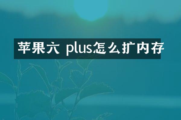苹果六 plus怎么扩内存