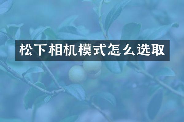 相机模式怎么选取