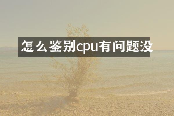 怎么鉴别cpu有问题没