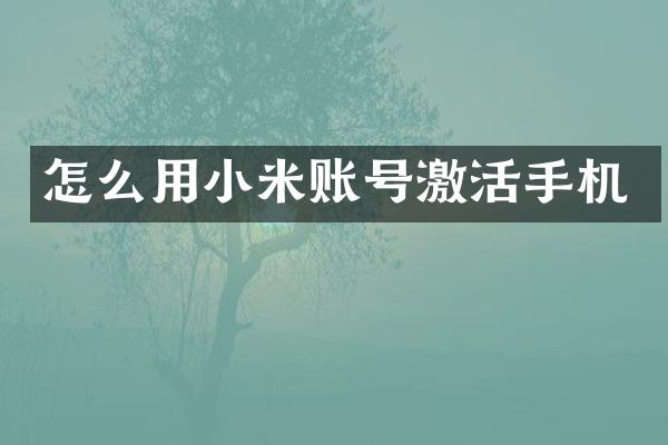 怎么用小米账号激活手机
