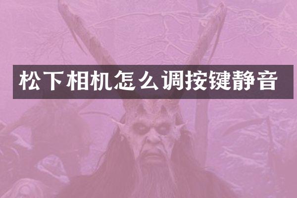 相机怎么调按键静音