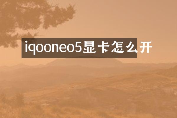 iqooneo5显卡怎么开
