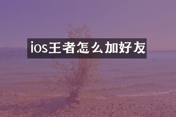 ios王者怎么加好友