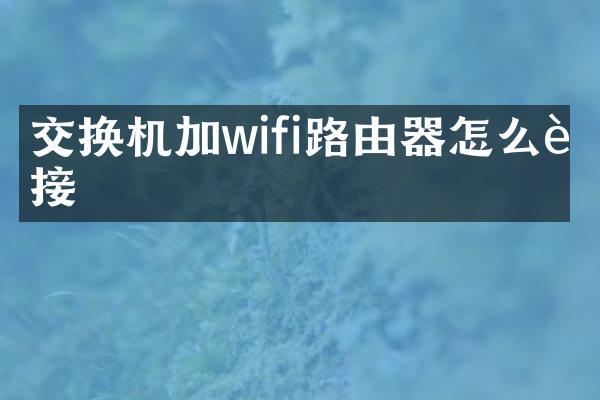 交换机加wifi路由器怎么连接