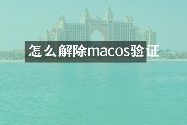 怎么解除macos验证