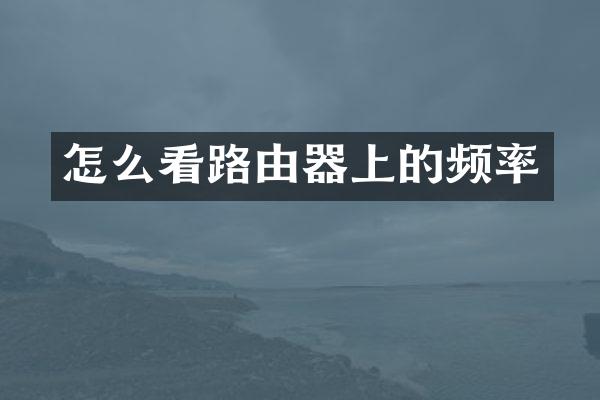 怎么看路由器上的频率