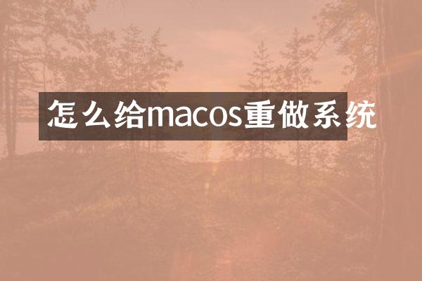 怎么给macos重做系统