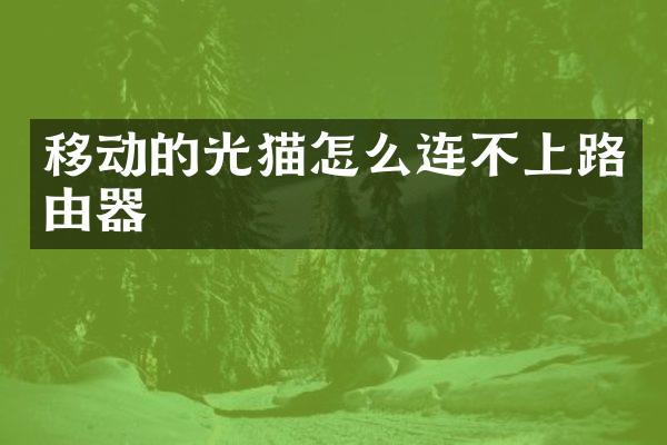 移动的光猫怎么连不上路由器