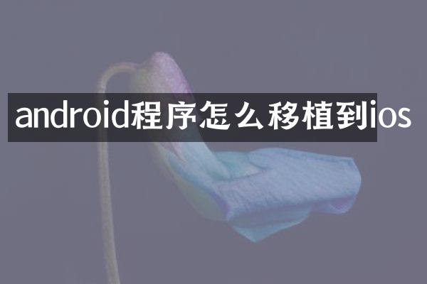 android程序怎么移植到ios
