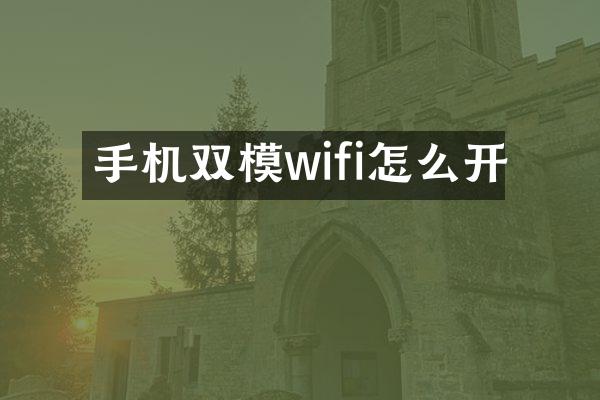 手机双模wifi怎么开