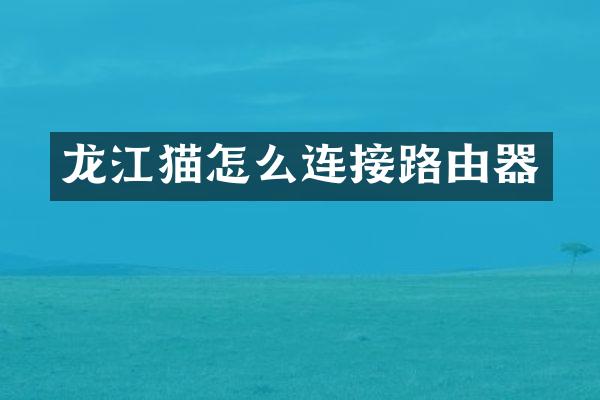 龙江猫怎么连接路由器