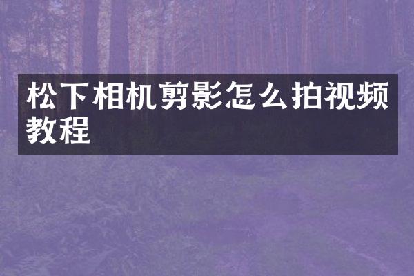 相机剪影怎么拍视频教程