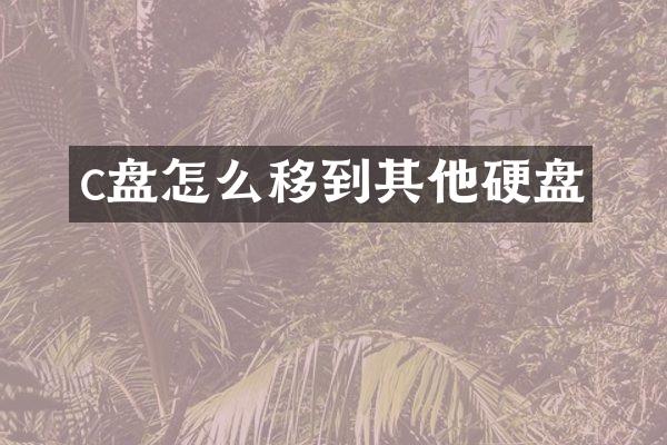 c盘怎么移到其他硬盘