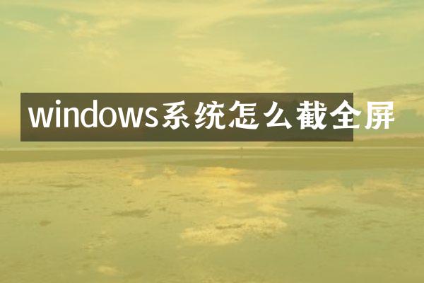 windows系统怎么截全屏