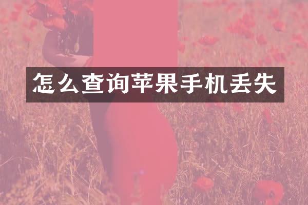 怎么查询苹果手机丢失