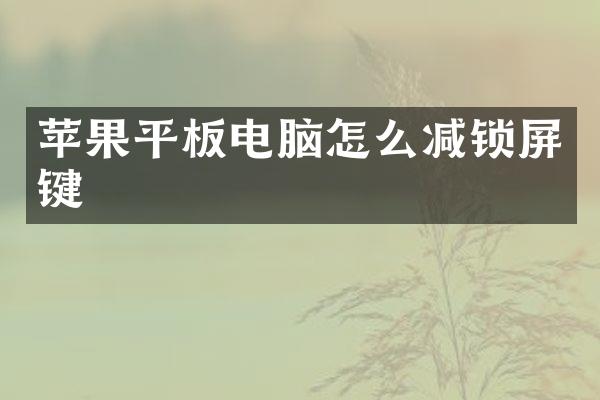 苹果平板电脑怎么减锁屏键