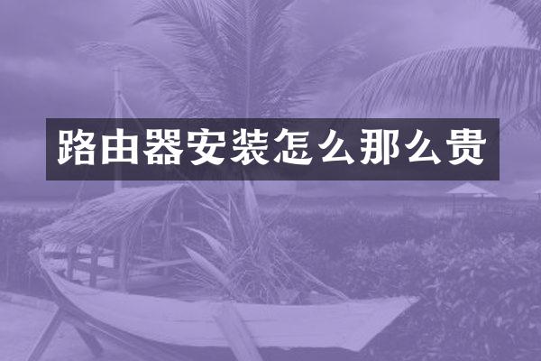 路由器安装怎么那么贵