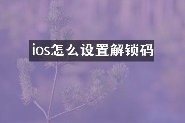 ios怎么设置解锁码
