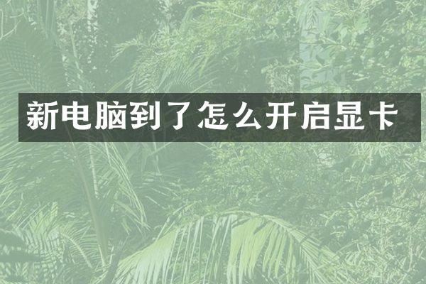 新电脑到了怎么开启显卡