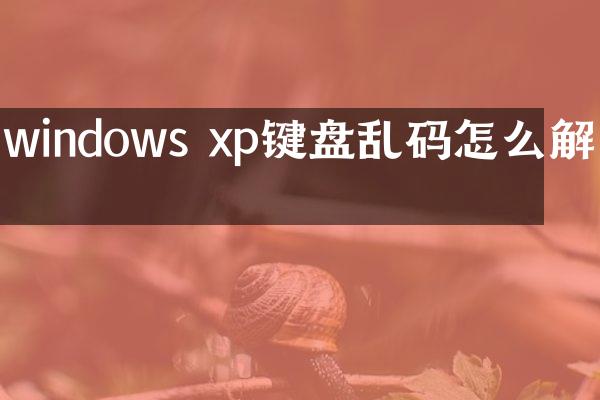 windows xp键盘乱码怎么解决
