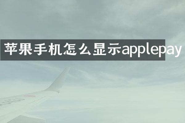 苹果手机怎么显示applepay