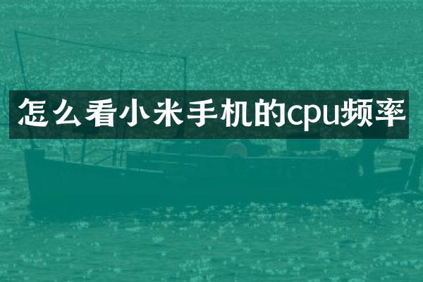 怎么看小米手机的cpu频率