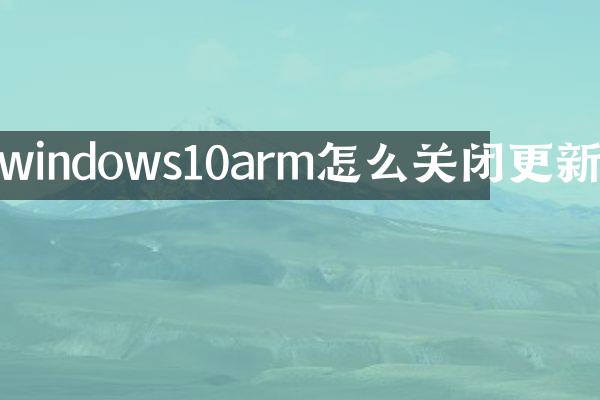 windows10arm怎么关闭更新