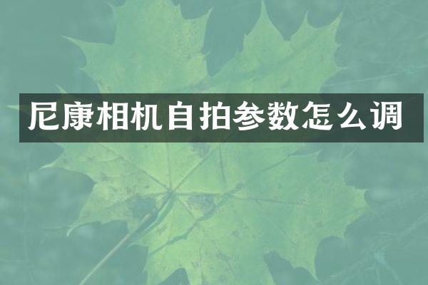 尼康相机参数怎么调