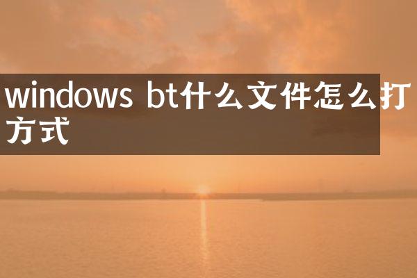 windows bt什么文件怎么打开方式