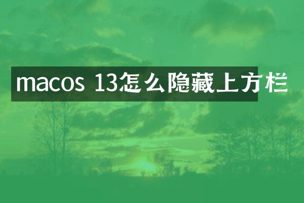 macos 13怎么隐藏上方栏