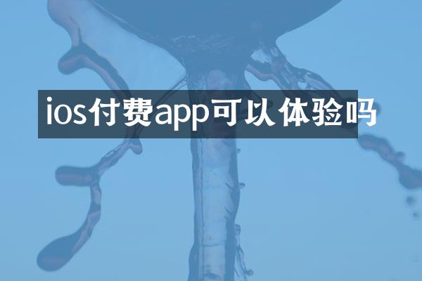 ios付费app可以体验吗