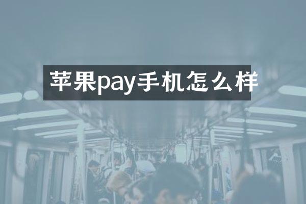 苹果pay手机怎么样