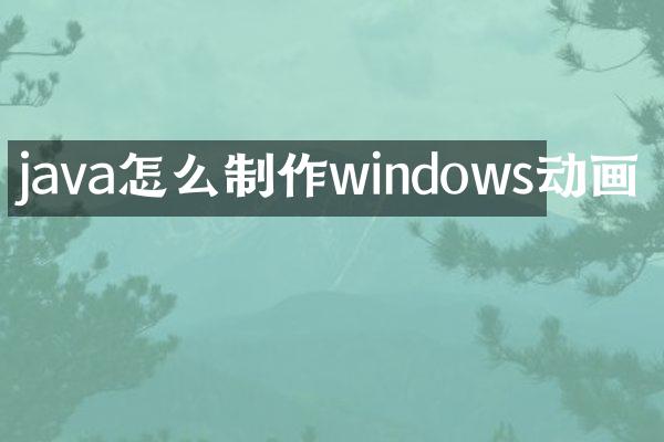 java怎么制作windows动画