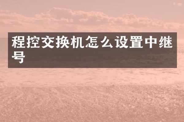 程控交换机怎么设置中继号