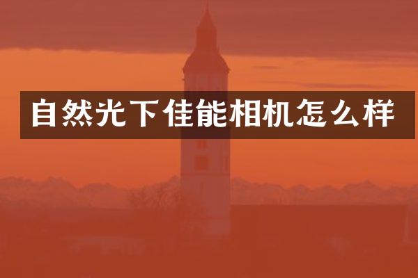 自然光下佳能相机怎么样