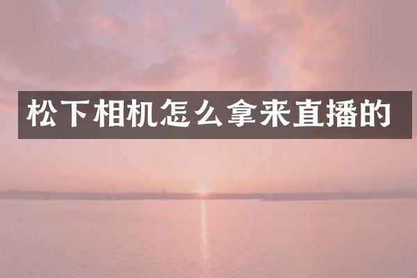 相机怎么拿来直播的