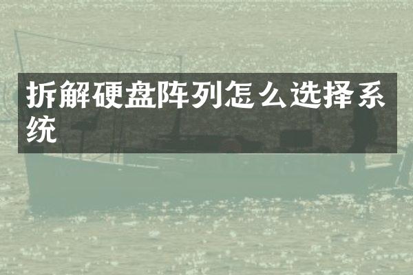 拆解硬盘阵列怎么选择系统