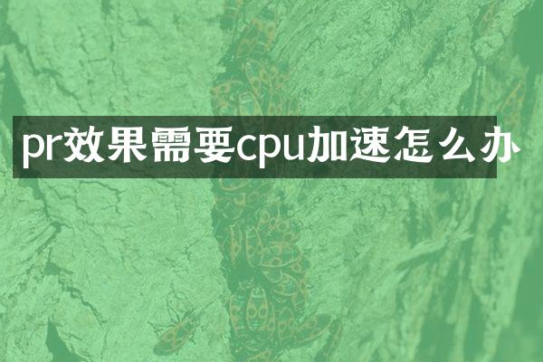 pr效果需要cpu加速怎么办