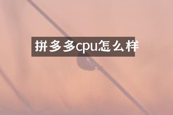拼多多cpu怎么样