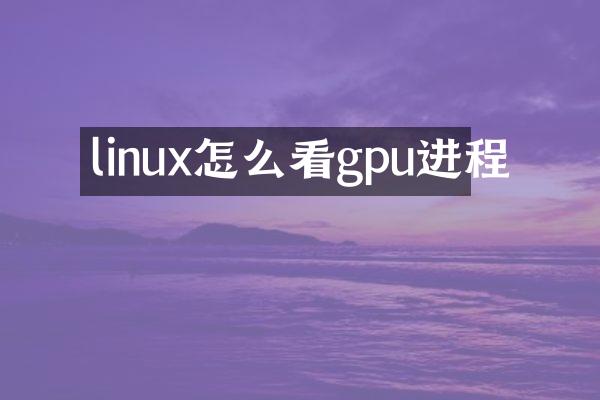 linux怎么看gpu进程