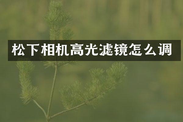 相机高光滤镜怎么调