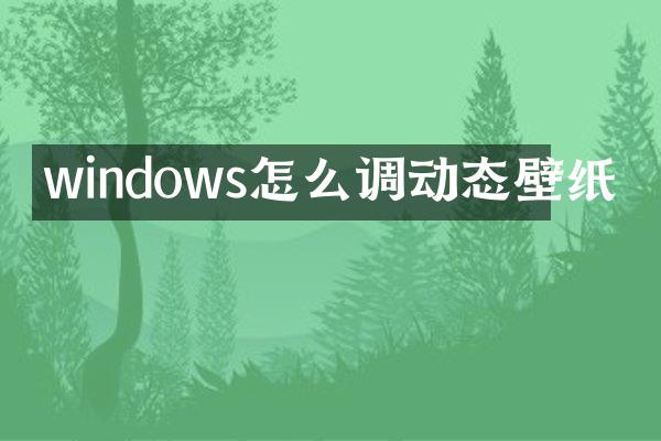 windows怎么调动态壁纸