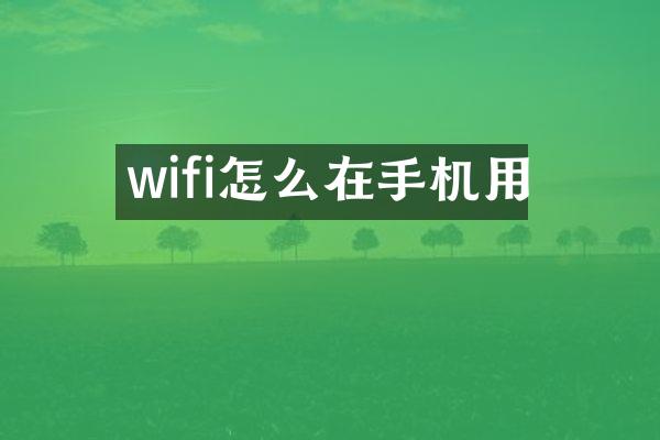 wifi怎么在手机用