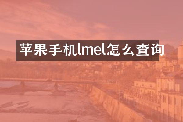 苹果手机lmel怎么查询