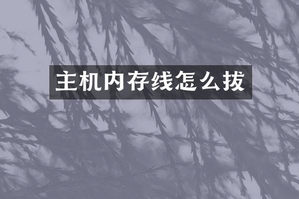 主机内存线怎么拔