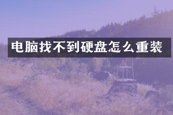电脑找不到硬盘怎么重装