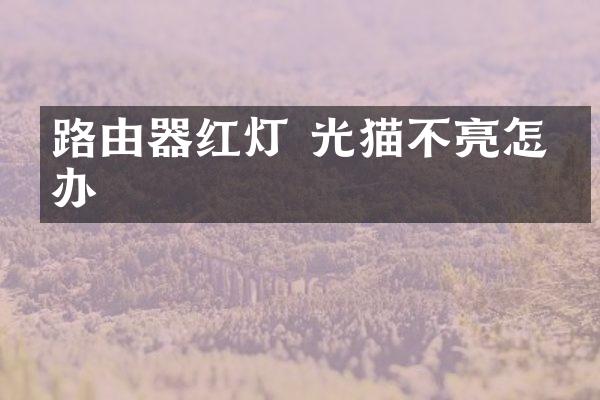 路由器红灯 光猫不亮怎么办
