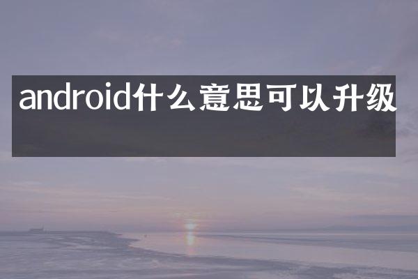 android什么意思可以升级吗