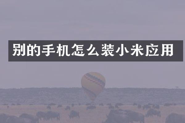 别的手机怎么装小米应用