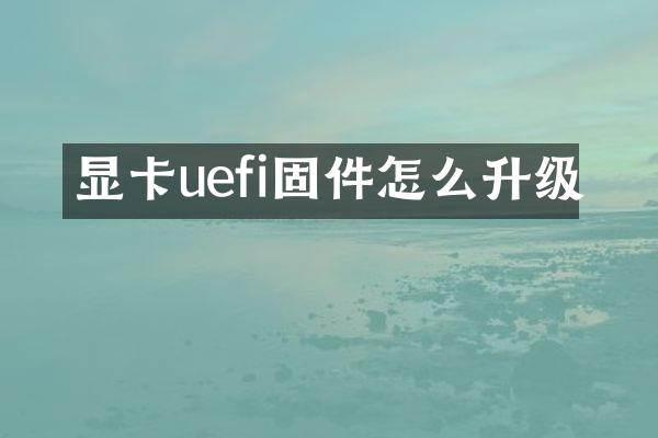 显卡uefi固件怎么升级